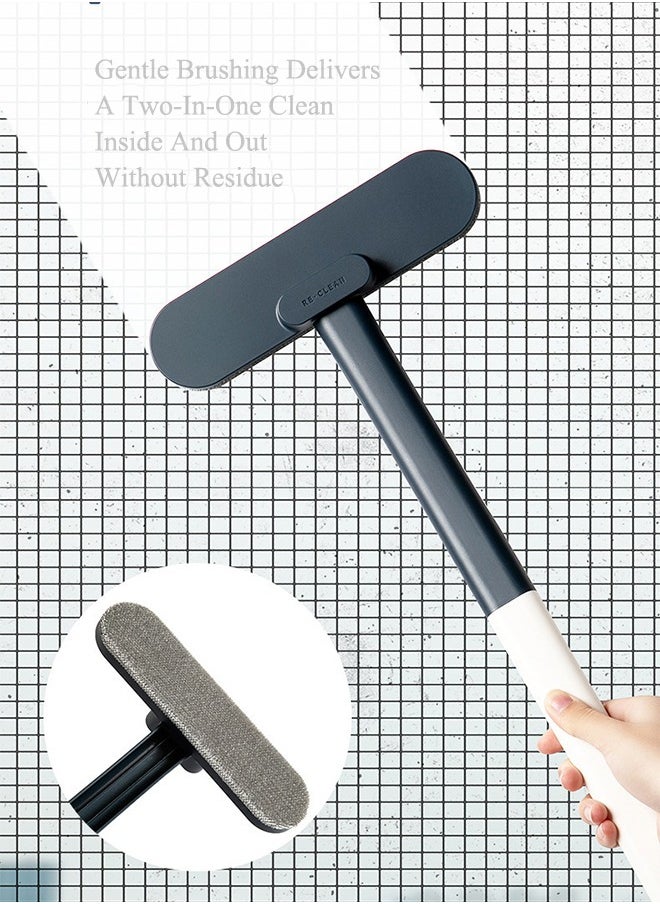 Hongyu No Need To Disassemble And Wash Long Handle Window Screen Brush Cleaner, Double-Sided Dust Removal Tool Cleaner, Wet And Dry Dual-Purpose Window Cleaning Scraper, 21CM Wide Head Multi-Surface Cleaning Brush  - Image 2