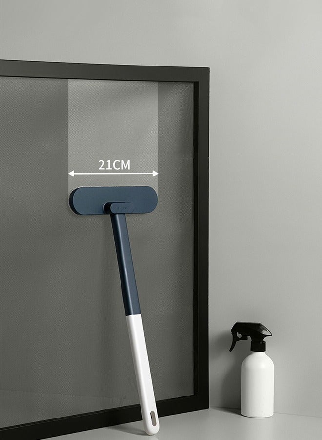 No Need To Disassemble And Wash Long Handle Window Screen Brush Cleaner, Double-Sided Dust Removal Tool Cleaner, Wet And Dry Dual-Purpose Window Cleaning Scraper, 21CM Wide Head Multi-Surface Cleaning Brush