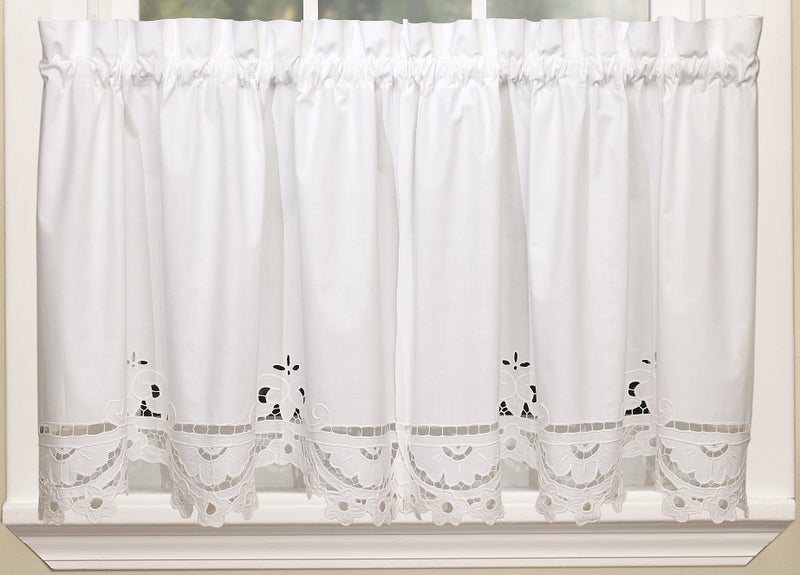 Today's Curtain Today's Curtain Imperial Classic Drawn Cutwork Window Tier  30-Inch  White - Image 2
