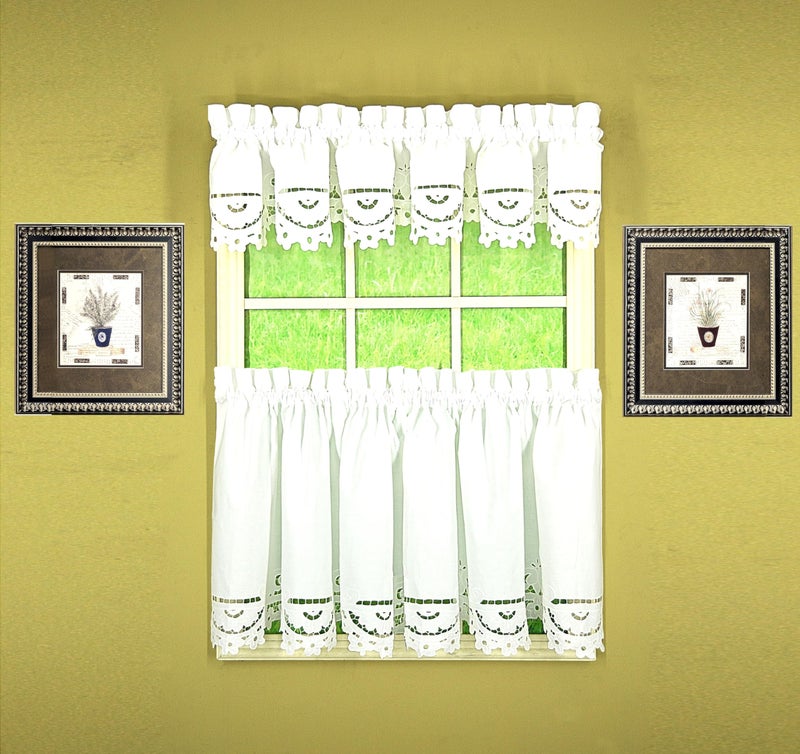 Today's Curtain Today's Curtain Imperial Classic Drawn Cutwork Window Tier  30-Inch  White - Image 1