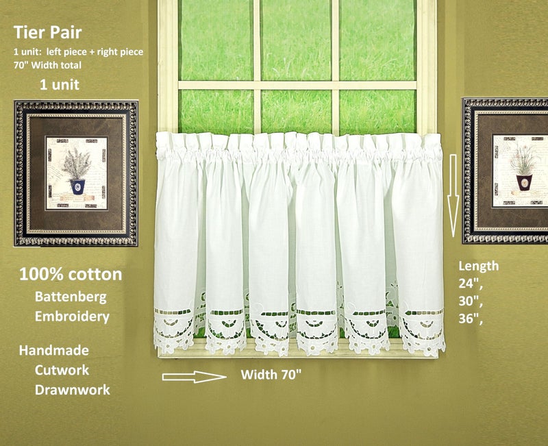 Today's Curtain Today's Curtain Imperial Classic Drawn Cutwork Window Tier  30-Inch  White - Image 5
