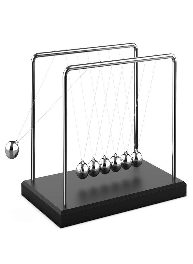 Theefun Newtons Cradle Pendulum Large 7 Beads, 30+ Sec Swing Balance Balls Desk Toys Office Decorations with Wood Base, Physics Gadget for Kids - Image 1