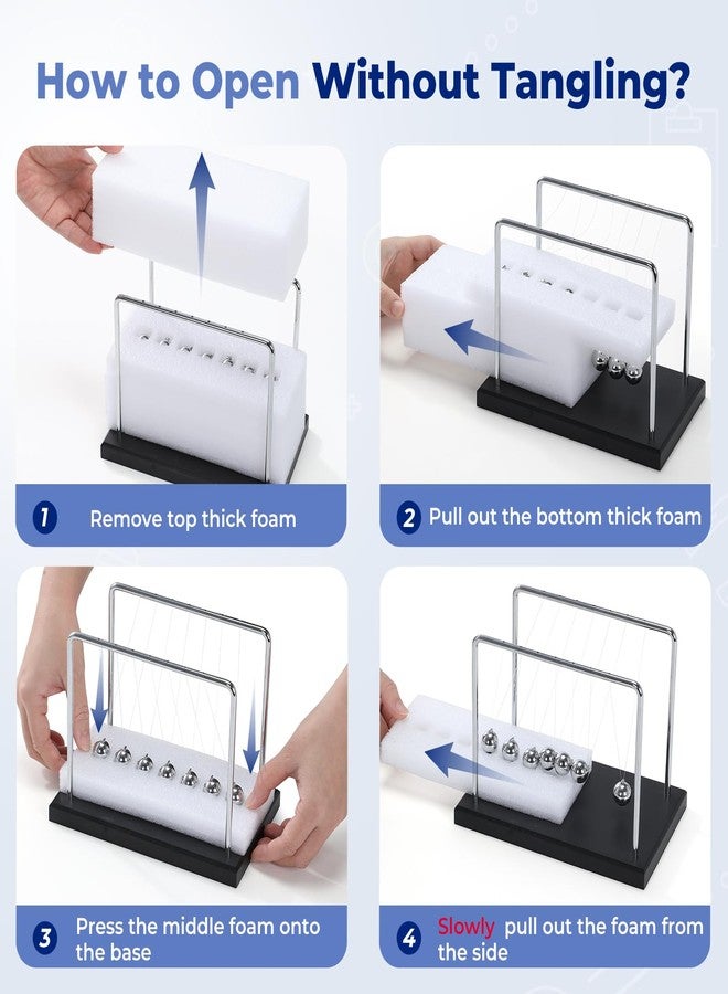 Theefun Newtons Cradle Pendulum Large 7 Beads, 30+ Sec Swing Balance Balls Desk Toys Office Decorations with Wood Base, Physics Gadget for Kids - Image 3