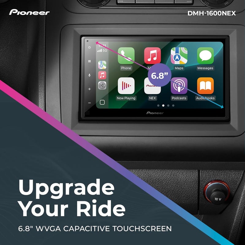Pioneer Pioneer DMH1600NEX 68 DoubleDin Digital Multimedia Receiver  Built in Bluetooth Wired Apple CarPlay and Android Auto Touchscreen Rear Camera Input  - Image 2