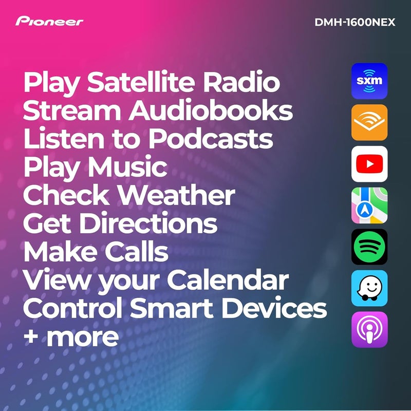 Pioneer Pioneer DMH1600NEX 68 DoubleDin Digital Multimedia Receiver  Built in Bluetooth Wired Apple CarPlay and Android Auto Touchscreen Rear Camera Input  - Image 4