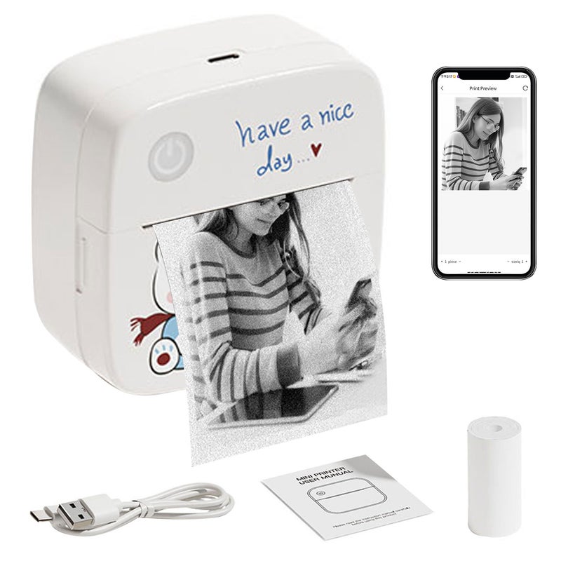 Mini Printer Portable Thermal Printer Cellphone Bluetooth Wireless Photo Printing Label Self-adhesive Paper - Image 1