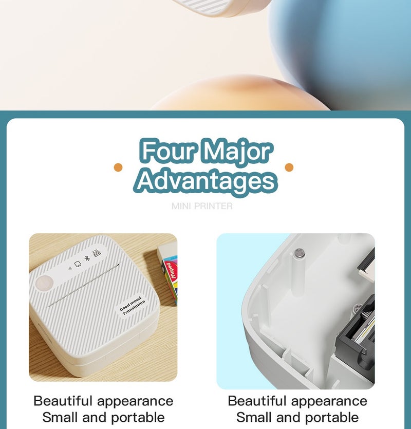 Mini Printer Portable Thermal Printer Cellphone Bluetooth Wireless Photo Printing Label Self-adhesive Paper - Image 3