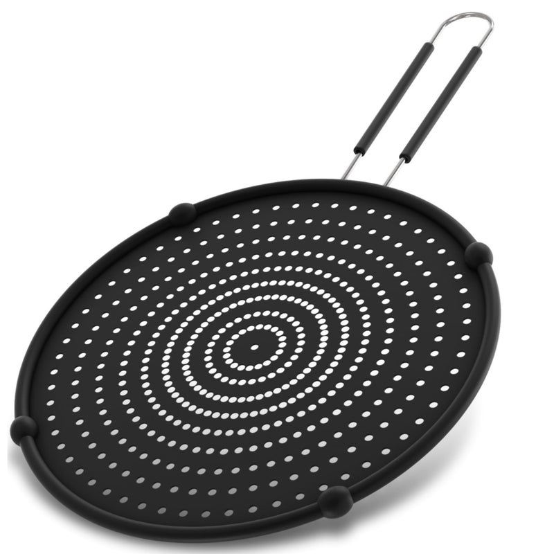 Beckon Ware  USA Brand  13Inch Black Fit Pans 12 to 13 Silicone Grease Splatter Guard for Frying Pan and Stove