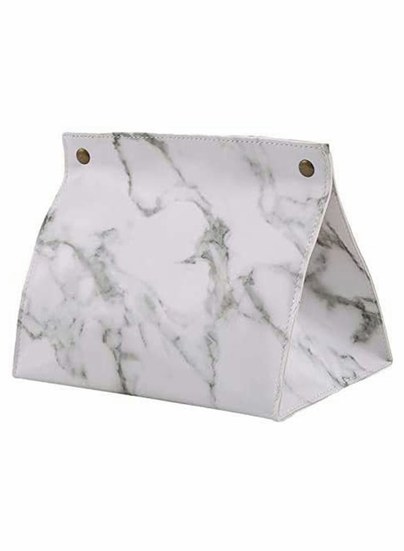 PU Leather Paper Facial Tissue Box Cover Holder, Tissue Case Box Container Marble Pattern Napkin Papers Bag Box Case Pouch Decoration for Home Car