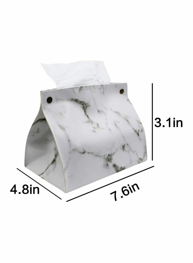 PU Leather Paper Facial Tissue Box Cover Holder, Tissue Case Box Container Marble Pattern Napkin Papers Bag Box Case Pouch Decoration for Home Car