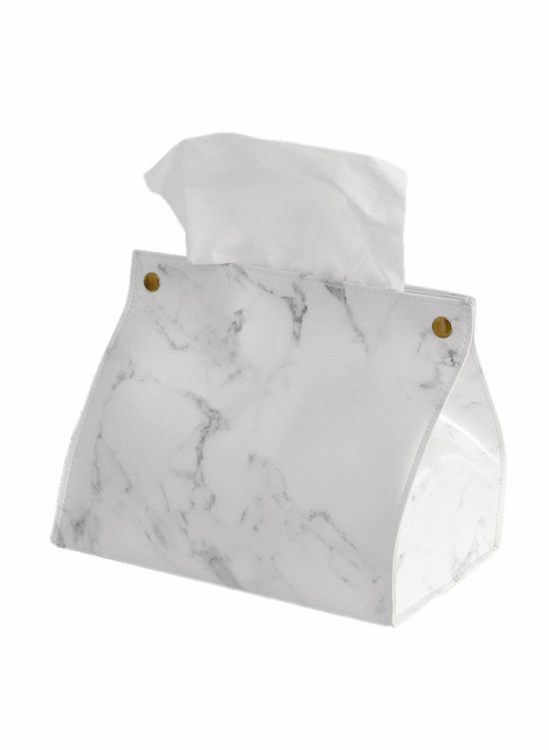 PU Leather Paper Facial Tissue Box Cover Holder, Tissue Case Box Container Marble Pattern Napkin Papers Bag Box Case Pouch Decoration for Home Car