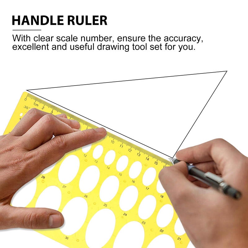 Ellipse Measuring Drawing Template Ruler Plastic Drafting Stencil with Curve Scale for Architecture Office and School Technical Drawing - Image 4