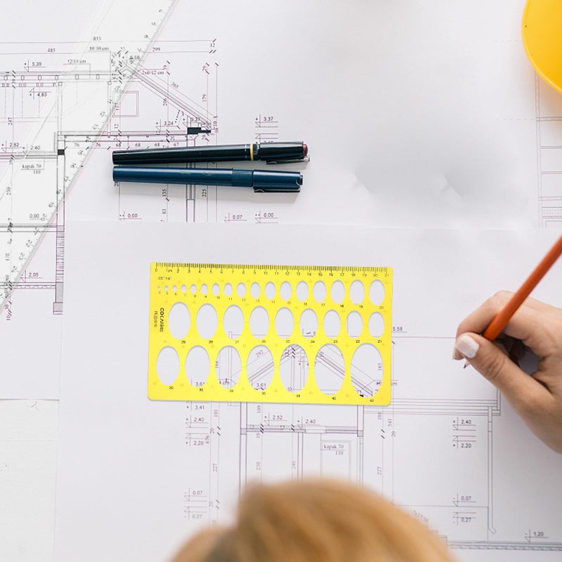 Ellipse Measuring Drawing Template Ruler Plastic Drafting Stencil with Curve Scale for Architecture Office and School Technical Drawing - Image 5