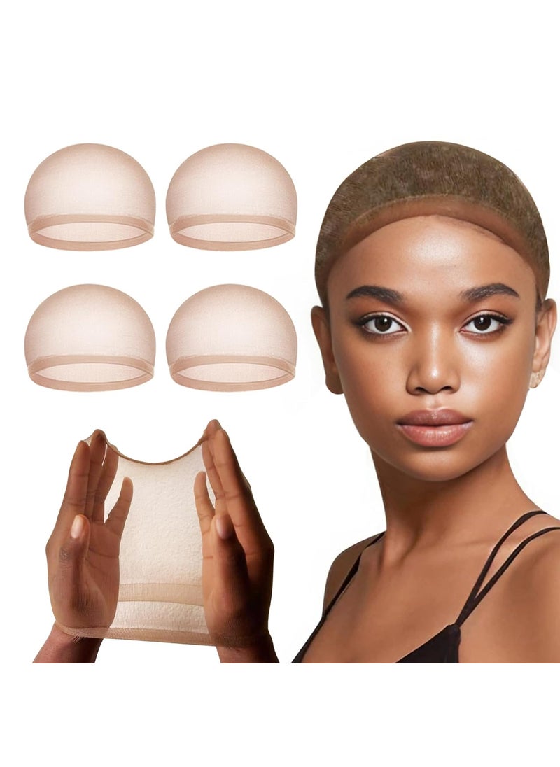 Lashey Lashey Invisible HD Wig Cap 4 Pieces Dark Brown Ultra-thin Wig Caps for Women Stretchy Breathable Brown Wig Caps for Lace Front Wigs 