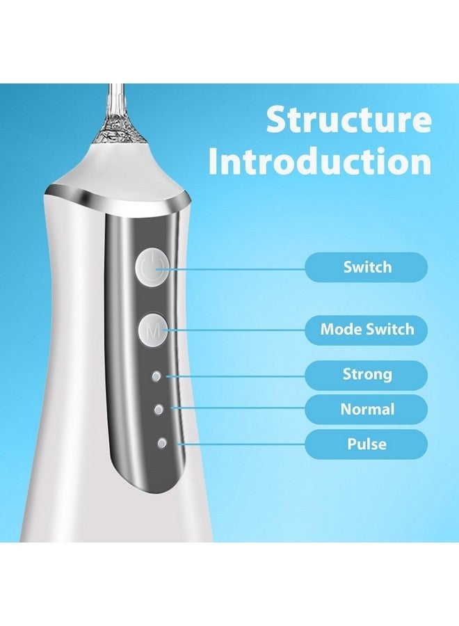 genkent Water Dental Flosser Cordless For Teeth Cleaning 300Ml Dental Oral Irrigator 3 Modes 5 Tips Rechargeable Waterproof Electric Water Picks And Flossing For Home Travel (White) - Image 4