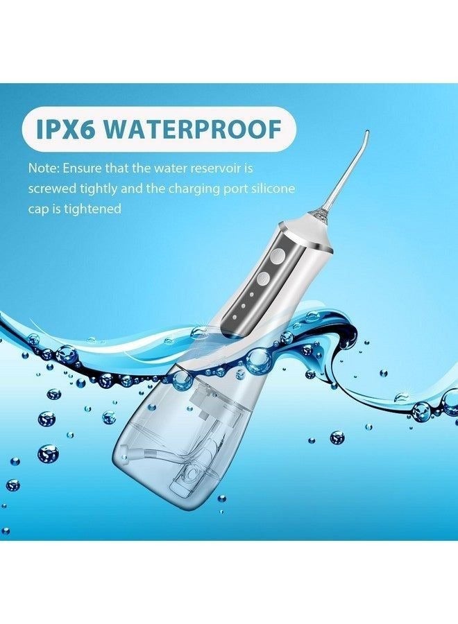 genkent Water Dental Flosser Cordless For Teeth Cleaning 300Ml Dental Oral Irrigator 3 Modes 5 Tips Rechargeable Waterproof Electric Water Picks And Flossing For Home Travel (White) - Image 2