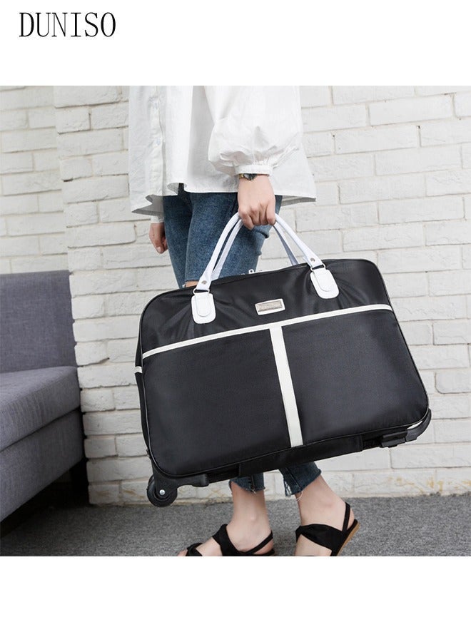 DUNISO 2in1 Suitcase for Men and Women, Large Capacity Handbag with Adjustable Pull Rod Portable Luggage Trolley Travel Bag Trolley Backpacks for Business Travel - Image 4