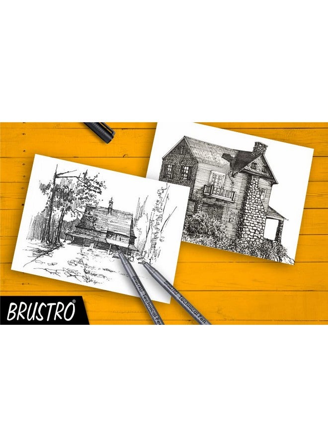 بروسترو أقلام بروسترو التقنية الرفيعة، أسود، مجموعة من 6 قطع - أحجام رؤوس: 0.05 مم، 0.1 مم، 0.2 مم، 0.3 مم، 0.5 مم، 0.8 مم | مثالية لرسم الماندالا، والرسم، ورسومات الفنانين، والتخطيط. - Image 5