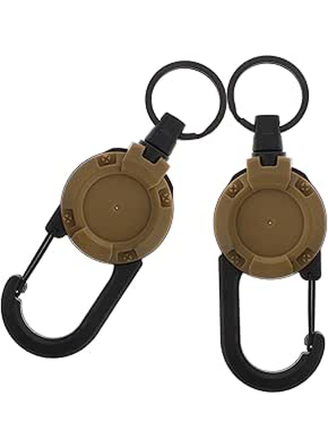 Heavy Duty Retractable Carabiner Badge Clip Steel Wire Rope Buckles For Outdoor Travel Keychain - Image 1