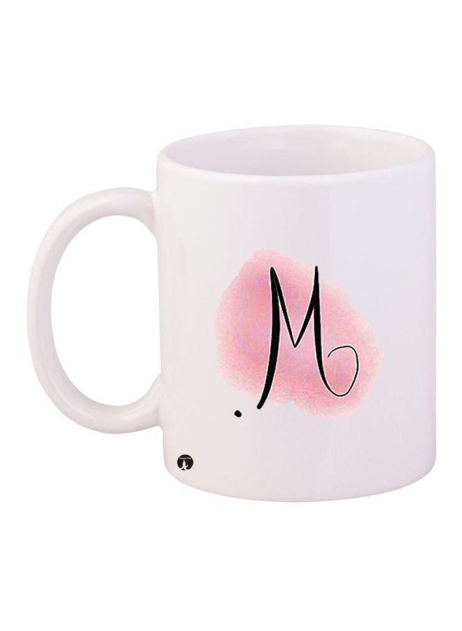 RYN Letter Printed Coffee Mug White/Pink/Black 11ounce