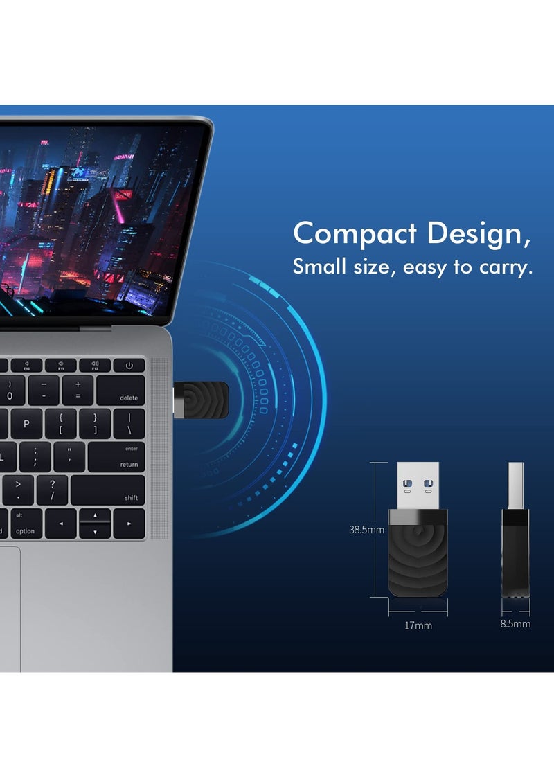 SYOSI - محول واي فاي لاسلكي USB3.0 بسرعة 1300 ميجابت في الثانية 802.11ac ثنائي النطاق 5 جيجاهرتز و2.4 جيجاهرتز USB واي فاي دونجل لأجهزة الكمبيوتر المكتبية وأجهزة الكمبيوتر المحمولة بسرعة نقل عالية بدون برنامج تشغيل MU-MIMO لنظام التشغيل Windows 11 10 7 8 8.1 XP Mac OS - Image 1