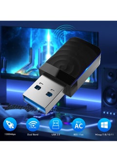SYOSI 1300Mbps Wireless USB3.0 WiFi Adapter 802.11ac Dual Band 5GHz and 2.4GHz USB Wifi Dongle for PC Desktop Laptop High Transmission Speed Driver Free MU-MIMO for Windows 11 10 7 8 8.1 XP Mac OS  - Image 3