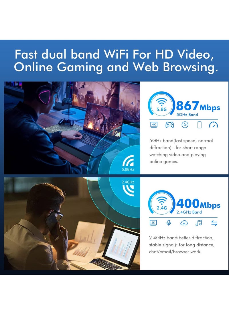 SYOSI محول واي فاي لاسلكي USB3.0 بسرعة 1300 ميجابت في الثانية 802.11ac ثنائي النطاق 5 جيجاهرتز و2.4 جيجاهرتز USB واي فاي دونجل لأجهزة الكمبيوتر المكتبية وأجهزة الكمبيوتر المحمولة بسرعة نقل عالية بدون برنامج تشغيل MU-MIMO لنظام التشغيل Windows 11 10 7 8 8.1 XP Mac OS  - Image 5