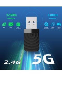 SYOSI 1300Mbps Wireless USB3.0 WiFi Adapter 802.11ac Dual Band 5GHz and 2.4GHz USB Wifi Dongle for PC Desktop Laptop High Transmission Speed Driver Free MU-MIMO for Windows 11 10 7 8 8.1 XP Mac OS  - Image 2