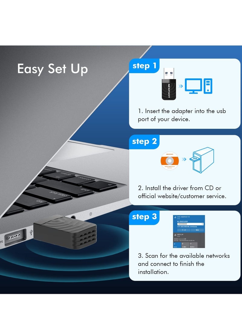 SYOSI - محول واي فاي لاسلكي USB3.0 بسرعة 1300 ميجابت في الثانية 802.11ac ثنائي النطاق 5 جيجاهرتز و2.4 جيجاهرتز USB واي فاي دونجل لأجهزة الكمبيوتر المكتبية وأجهزة الكمبيوتر المحمولة بسرعة نقل عالية بدون برنامج تشغيل MU-MIMO لنظام التشغيل Windows 11 10 7 8 8.1 XP Mac OS - Image 1