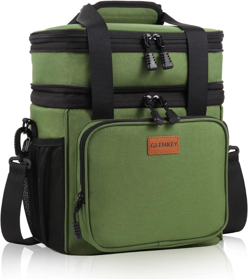 GLENKEY Expandable XLarge Lunch Box, Insulated Heavy Duty Lunch Bag Waterproof Leakproof Durable Cooler Bag for Men Women Adults Work Construction Camping Trip, 22L, Army Green - Image 1