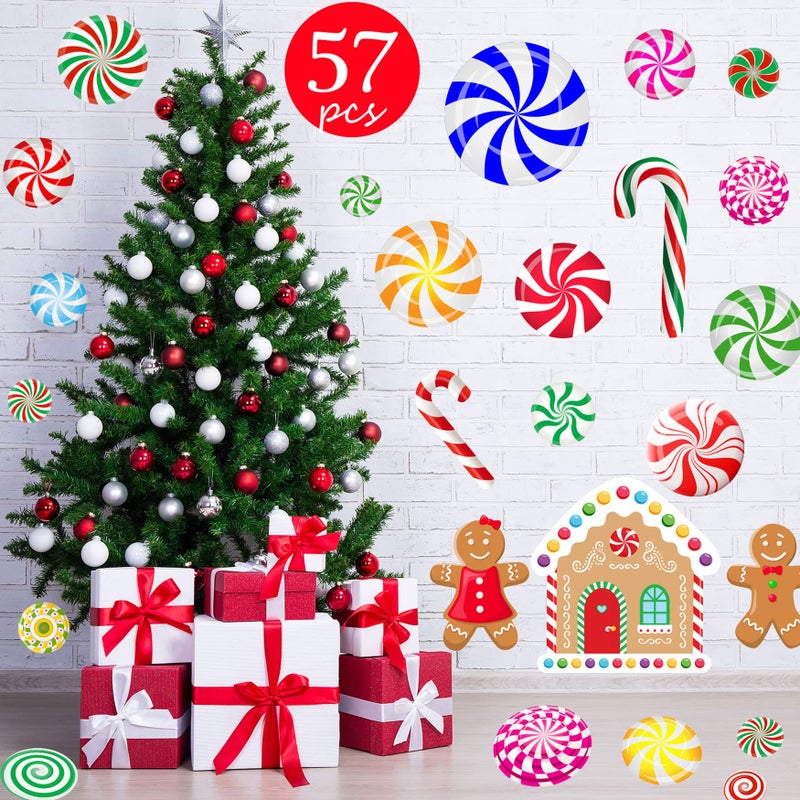 Funnlot 57PCS Peppermint Floor Decals Christmas Wall Stickers Decals Christmas Stickers Candy Wall Stickers for Candyland Decoration - Image 2