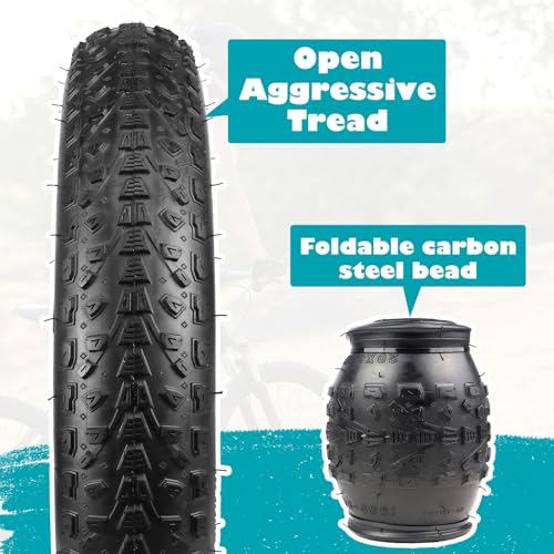 BALINGE 20x3.0 Electric Bike Tire 20 x 3 eBike Tires Fat E-Bike Tires 20 x 3 Bike Tires Heavy Duty High-Performance Wear-Resistant E-Bike Mountain Snow 20x3 Bicycle Tires，2 Tires，Black - Image 5