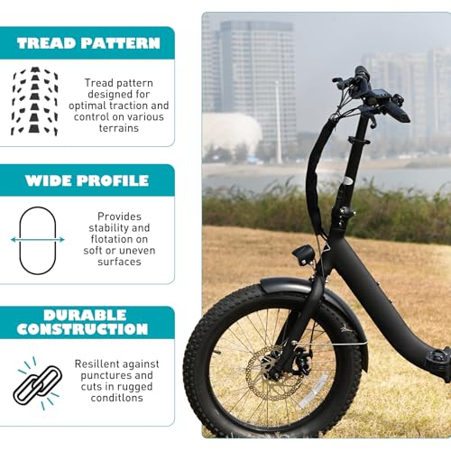 BALINGE 20x3.0 Electric Bike Tire 20 x 3 eBike Tires Fat E-Bike Tires 20 x 3 Bike Tires Heavy Duty High-Performance Wear-Resistant E-Bike Mountain Snow 20x3 Bicycle Tires，2 Tires，Black - Image 3