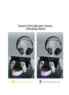 Generic Charging Dock for Playstation Portal Remote Player and PS5/PS5 Edge Controller with Headset Holder, RGB Light, Portable Charging Stand Compatible with PS Portal Remote Player  - Image 4