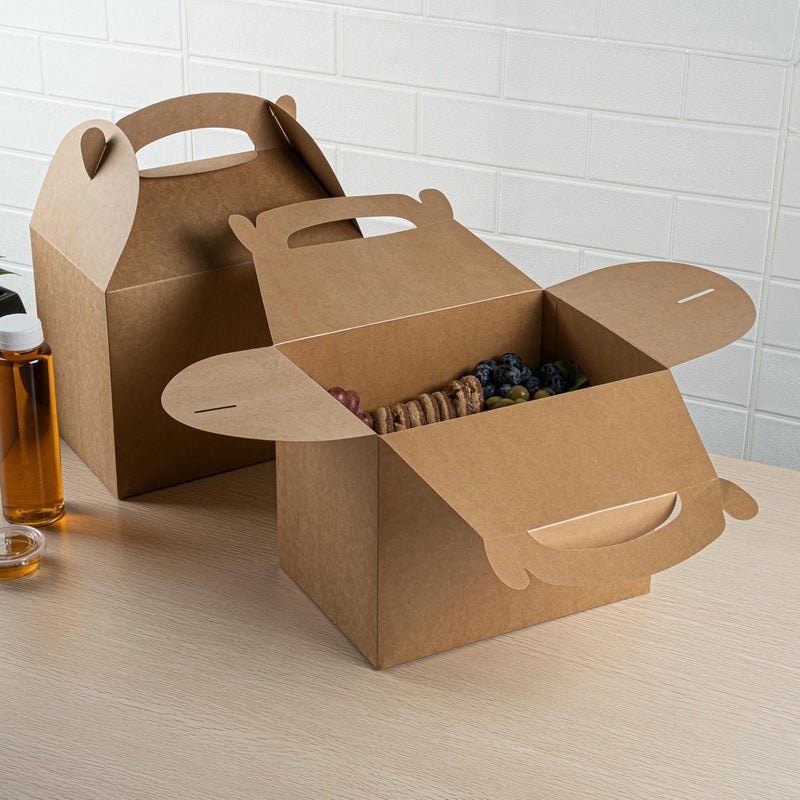 Restaurantware Bio Tek 10 x 7 x 8 Inch Gable Boxes For Party Favors 25 Attractive Gift Boxes  With BuiltIn Handle Greaseproof Kraft Paper Gable Boxes For Birthday Parties And Weddings - Image 4