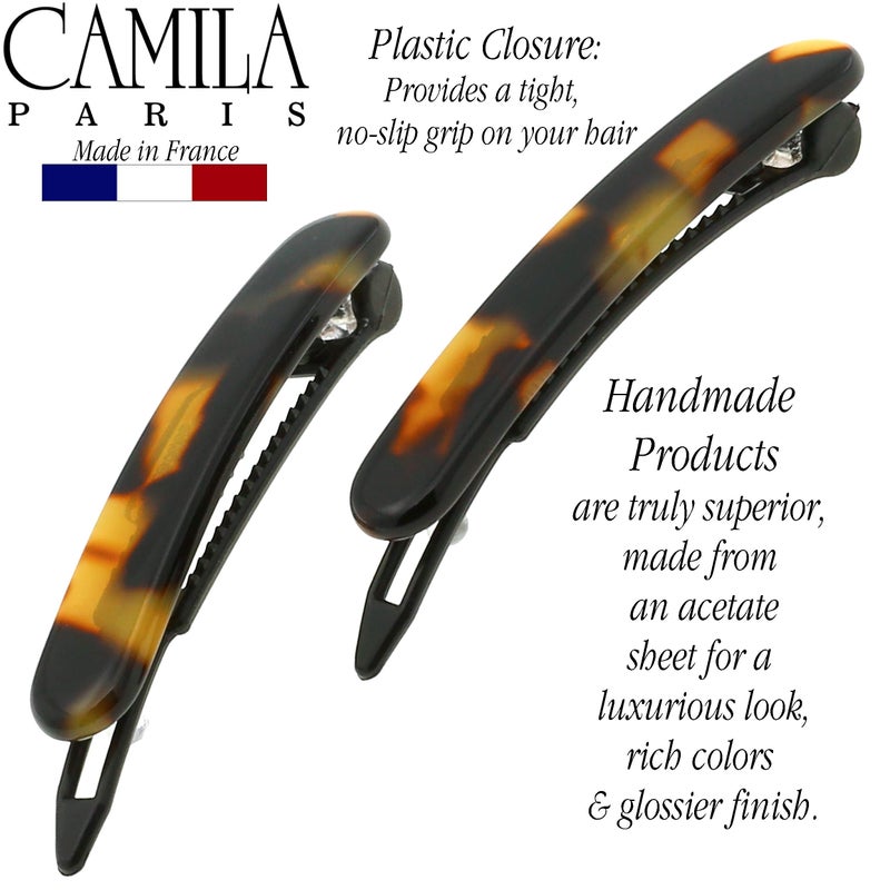 Camila Paris CP2240/2 French Hair Barrettes Clips for Women, Handmade, Girls Side Slide-in Barrette Clip, Hair Accessories for Women. Strong Hold No Slip Grip Fashion Durable Styling, Made in France - Image 3