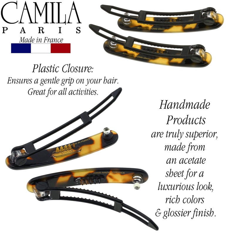 Camila Paris CP2240/2 French Hair Barrettes Clips for Women, Handmade, Girls Side Slide-in Barrette Clip, Hair Accessories for Women. Strong Hold No Slip Grip Fashion Durable Styling, Made in France - Image 5