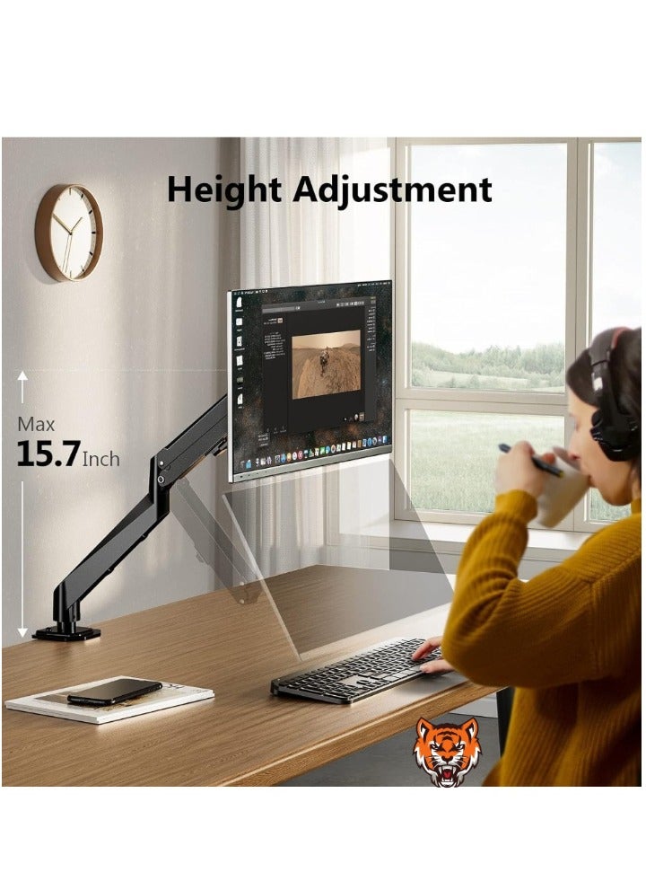 TIGER "Single Monitor Mount with Gas Spring Arm, Fully Adjustable Full Motion VESA Bracket for 17-27 Inch Monitors, Supports up to 14.3 lbs"  - Image 2