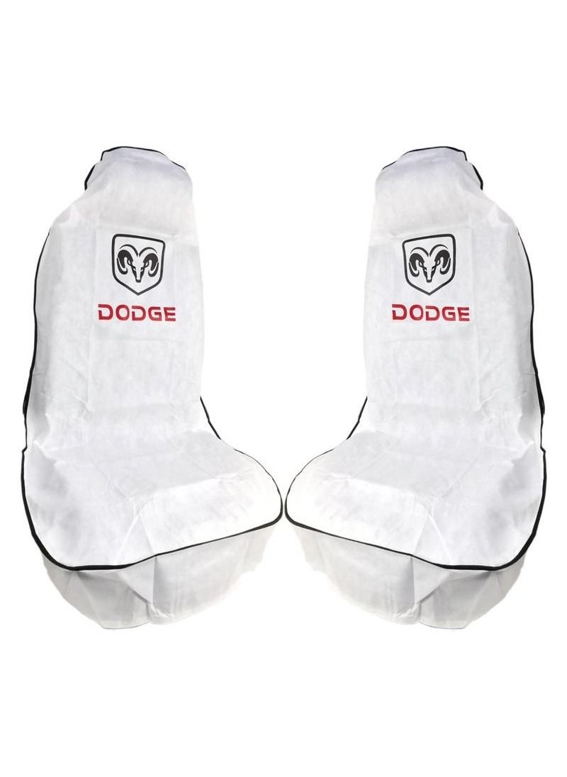Dodge Car Seat Dust Dirt Protection Cover, Extra Protection For Your Seat 2 Pcs Set, Universal  Car Seat Cover, White  - Image 4