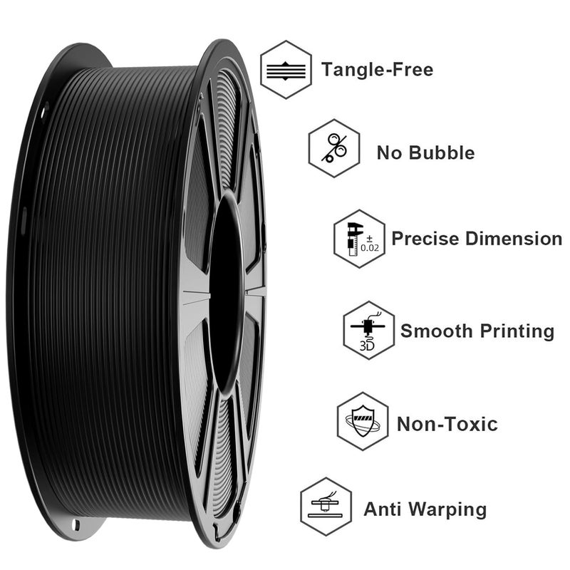 Geeetech Black PLA Filament 1.75mm, 3D Printer Filament Dimensional Accuracy +/- 0.02mm, 1kg Spool(2.2lbs) 3D Printing Filament Fits Most FDM 3D Printers - Image 3