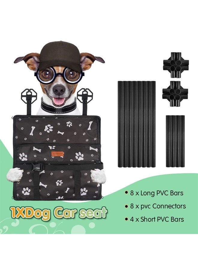 SWIHELP مقعد سيارة للكلاب، مقعد معزز محمول للكلاب الصغيرة مع حزام أمان قابل للتثبيت وإطار مستقر، مضاد للانهيار، مثالي للحيوانات الأليفة الصغيرة - Image 2