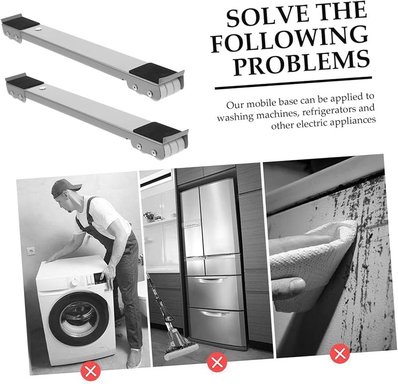 2 قطعة من منزلقات الأجهزة القابلة للتمديد مع عجلات ثقيلة قابلة للقفل للغسالة والثلاجة - Image 5