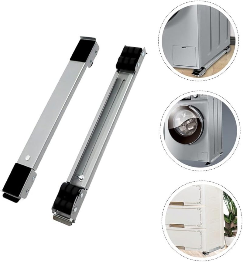 2 قطعة من منزلقات الأجهزة القابلة للتمديد مع عجلات ثقيلة قابلة للقفل للغسالة والثلاجة - Image 3