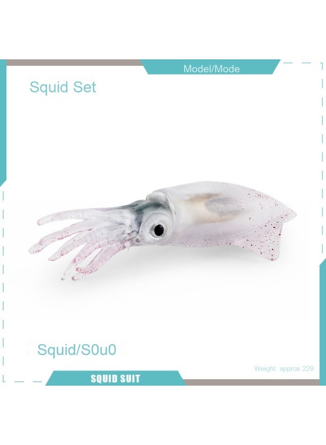 NIBEMINENT Mini Realistic Ocean Animal Model Set - Octopus, Squid, and Bobtail Squid
