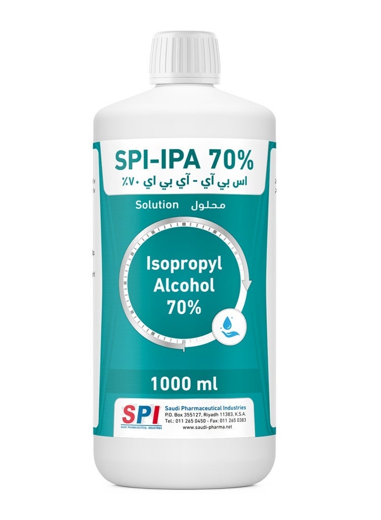 إس بي أي محلول مطهر ومعقم من الكحول الأيزوبروبيل النقي بنسبة 70% للإسعافات الأولية، أقصى حماية لليدين لأنواع الحماية اليومية 1000 مل - Image 1