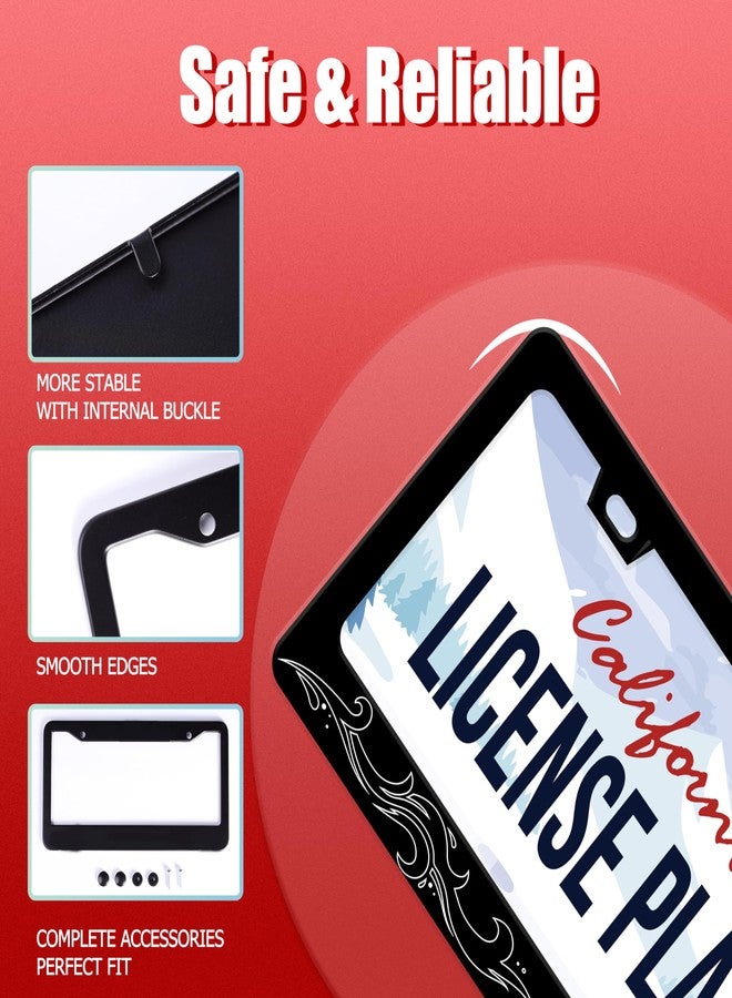UNINDREM Ocean Waves License Plate Frame Black White Sea Wave Stainless Steel License Plate Frame Rust-Proof Auto Parts Decoration with Screws License Plate Holder for Men Women Youth 12x6 Inch - Image 4