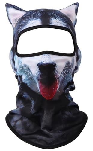 EUDOLAH 3D Cat Ski Balaclava Sheisty Face Mask with Ears Cute Animal Ski Mask for Music Festivals Raves Party Outdoor Activities Dog - Image 1