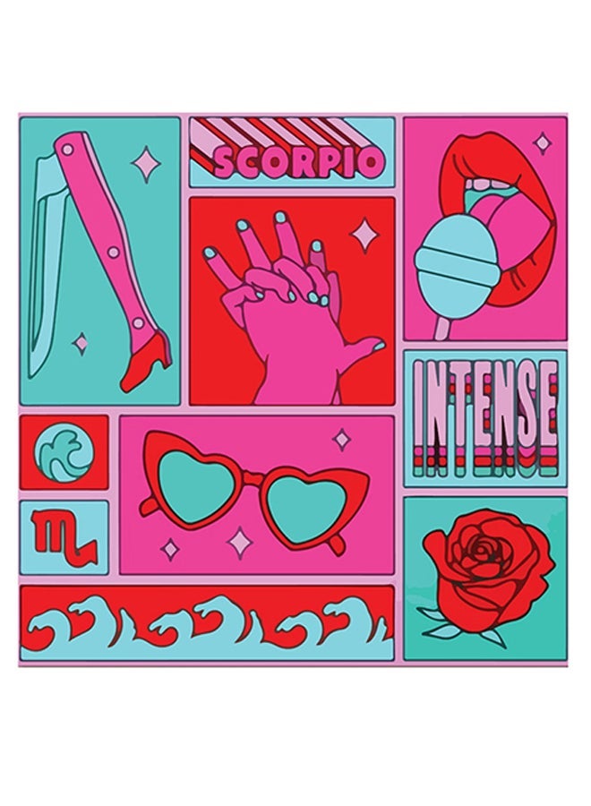 RYN Scorpio Themed Wall Art Red/Pink/Blue 30x30cm - Image 1