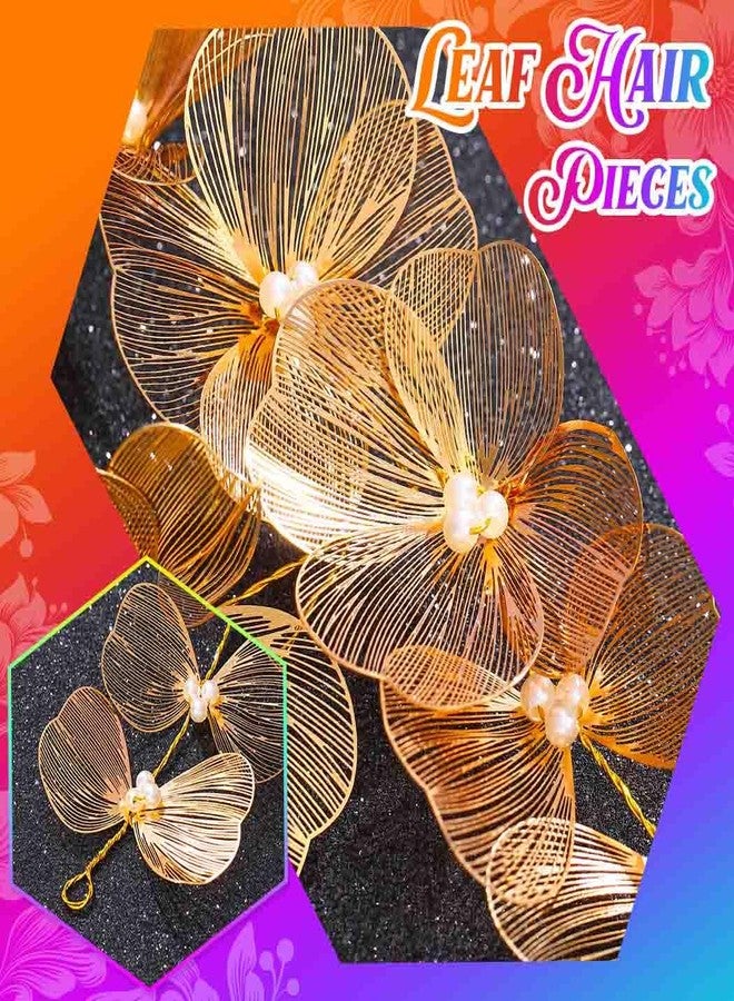 Unicra Flower Hair Vine Gold Bridal Wedding Hair Piece Pearl Headband Hair Accessories for Women and Bride - Image 5