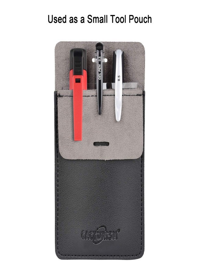 Cacturism Pocket Protector, 4 Pack Premium PU Leather Men Women Pen Holder Pouch Pocket Organizer For Shirts, Lab Coats, Pants; Multi-Purpose-Holds Pens, Pointers, Pencils, Ruler, Tools (Black 4 Pcs) - Image 4